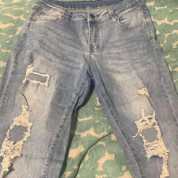 Medium Wash Ripped Jeans - Picture 2 of 3